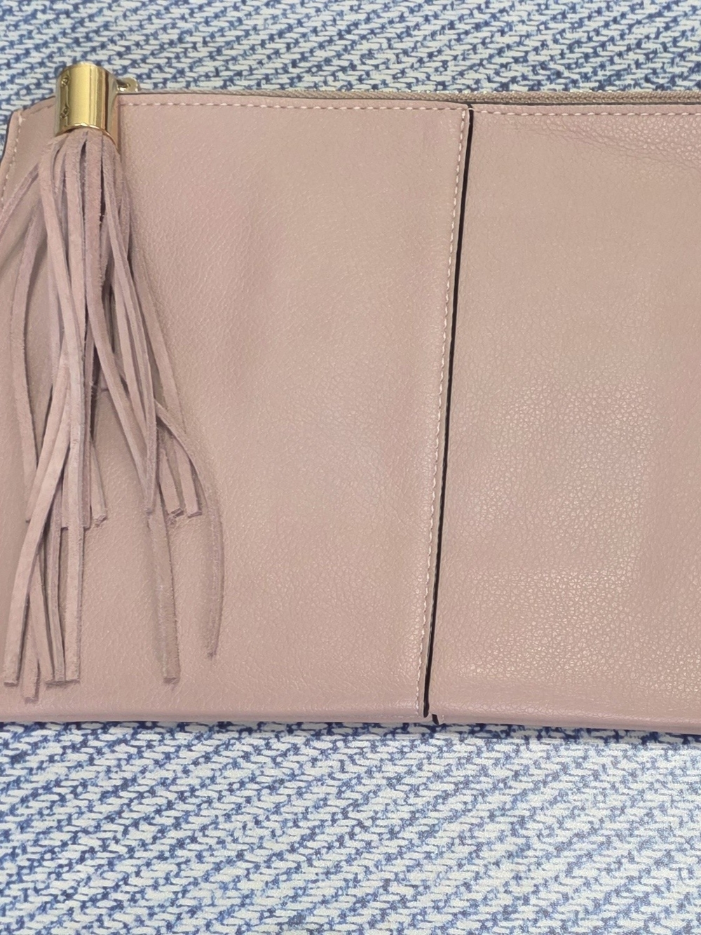 INC International Concepts Blush Pink Tassel Leather Clutch